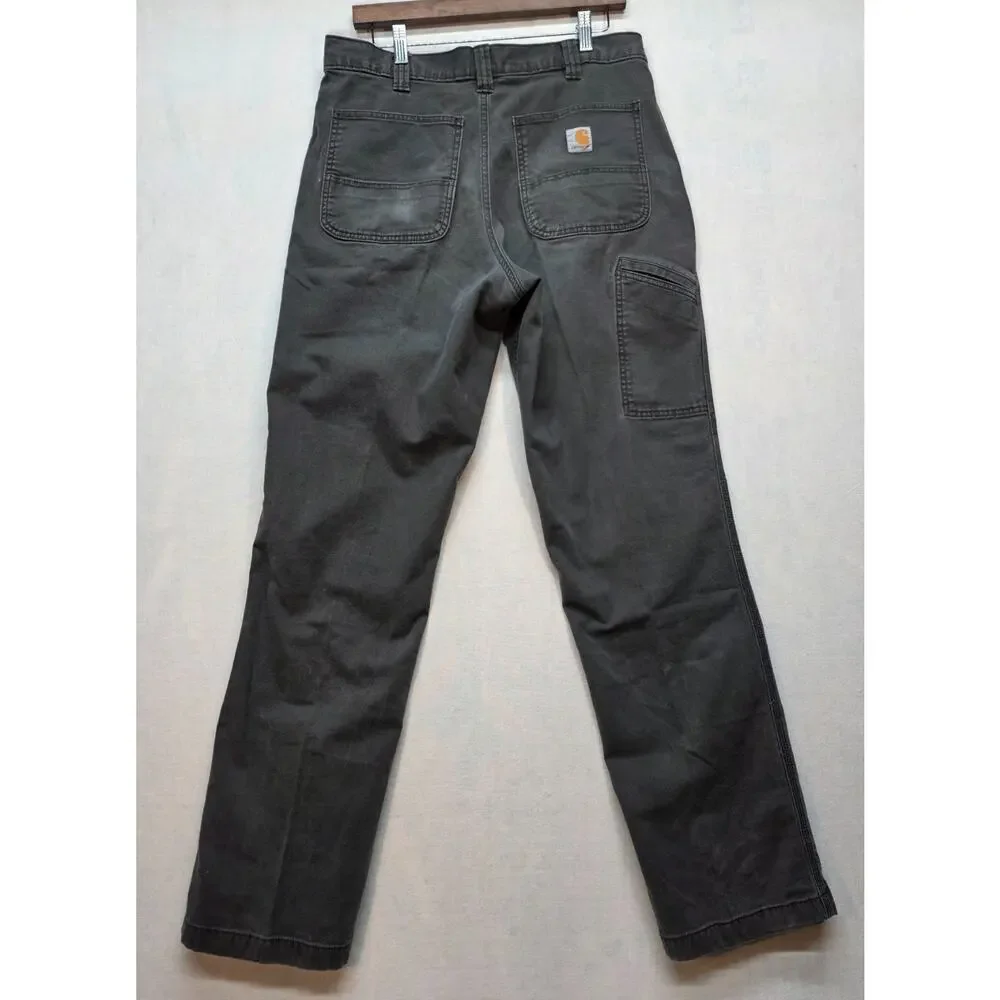 Carhartt Men's Gray Washed Twill Dungaree Work Pants Relaxed Fit Utility 34x34